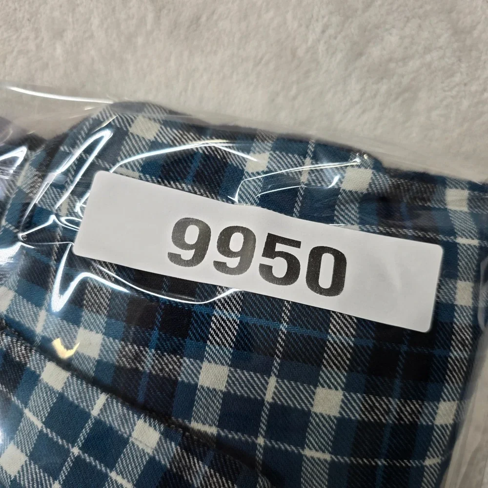 Banana Republic Flannel Shirt Mens Large Teal Plaid Long Sleeve‎ Standard Fit